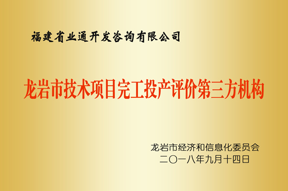 龍巖技術(shù)項目完工投產(chǎn)評價(jià)第三方機構